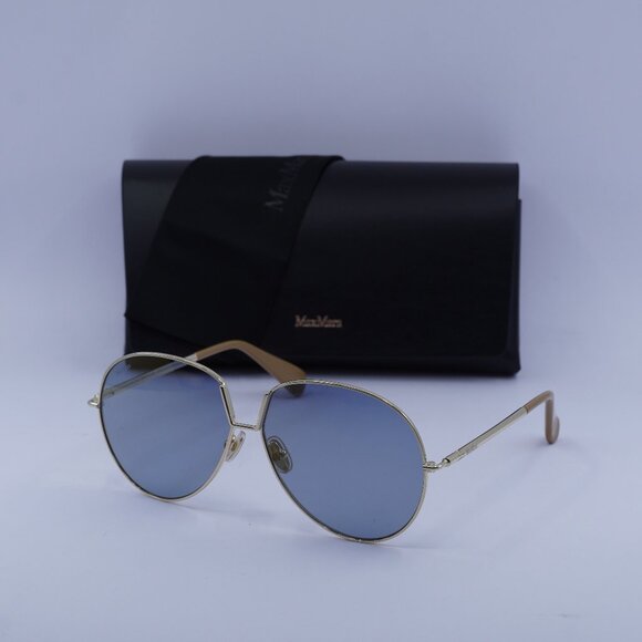 MaxMara MM0081 32X Aviator Sunglasses - Gold/Blue Mirror - Picture 1 of 9